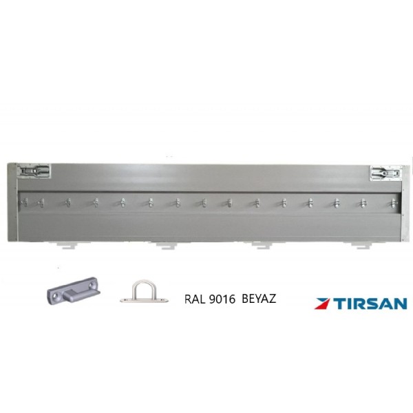 Tırsan Aluminyum Kapak Düz Kanca RAL9016 Beyaz 600 x 3179  -KG01316
