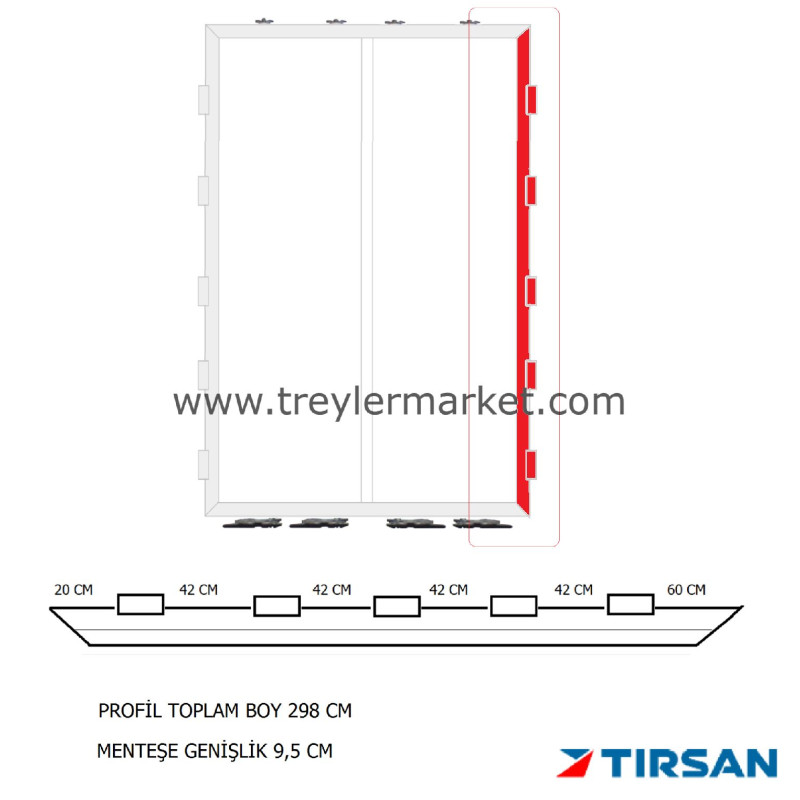 Tırsan Panel Dorse Arka Kapı Sağ Profil 5 Menteşeli -GG05425-42