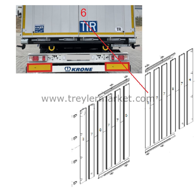 KRONE Arka Sağ Kapı Orta İç Profil 3174 mm -840195548