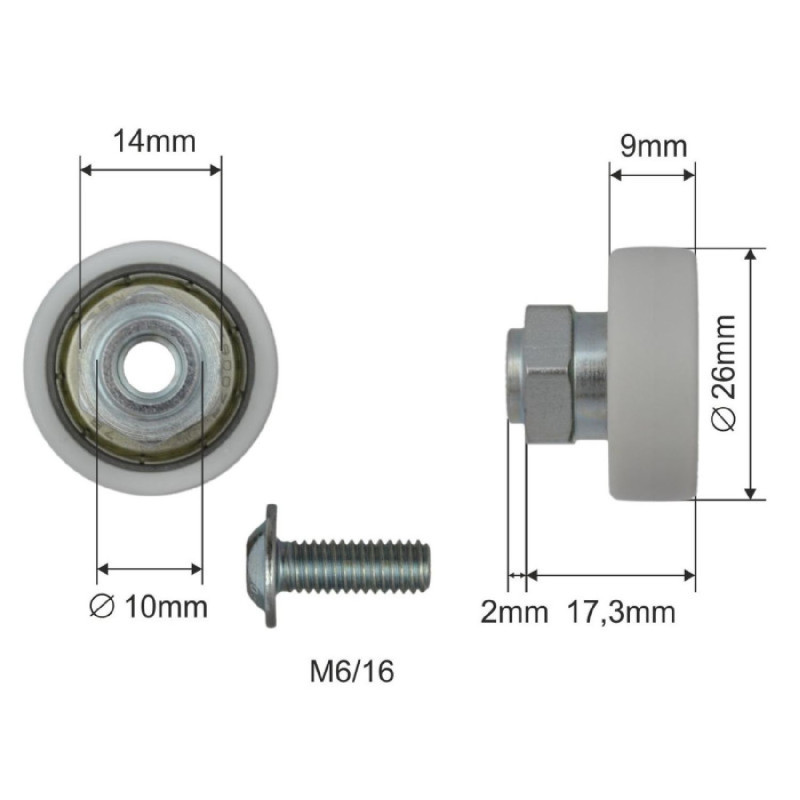 Dorse Üst Çatı Rulman Çap 26 mm  SCHMITZ