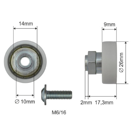 Dorse Üst Çatı Rulman Çap 26 mm  SCHMITZ