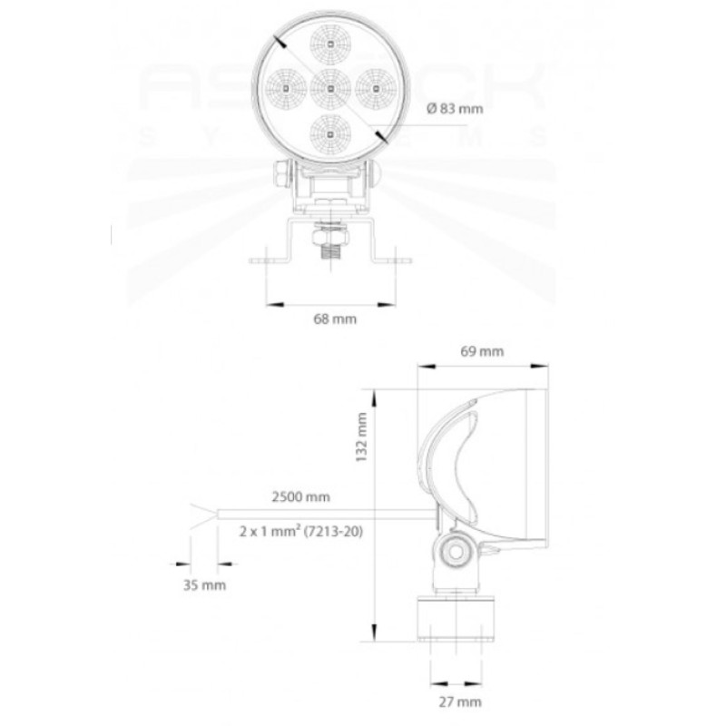 TIRSAN ÇALIŞMA LAMBA LEDLI SIL. IP69K