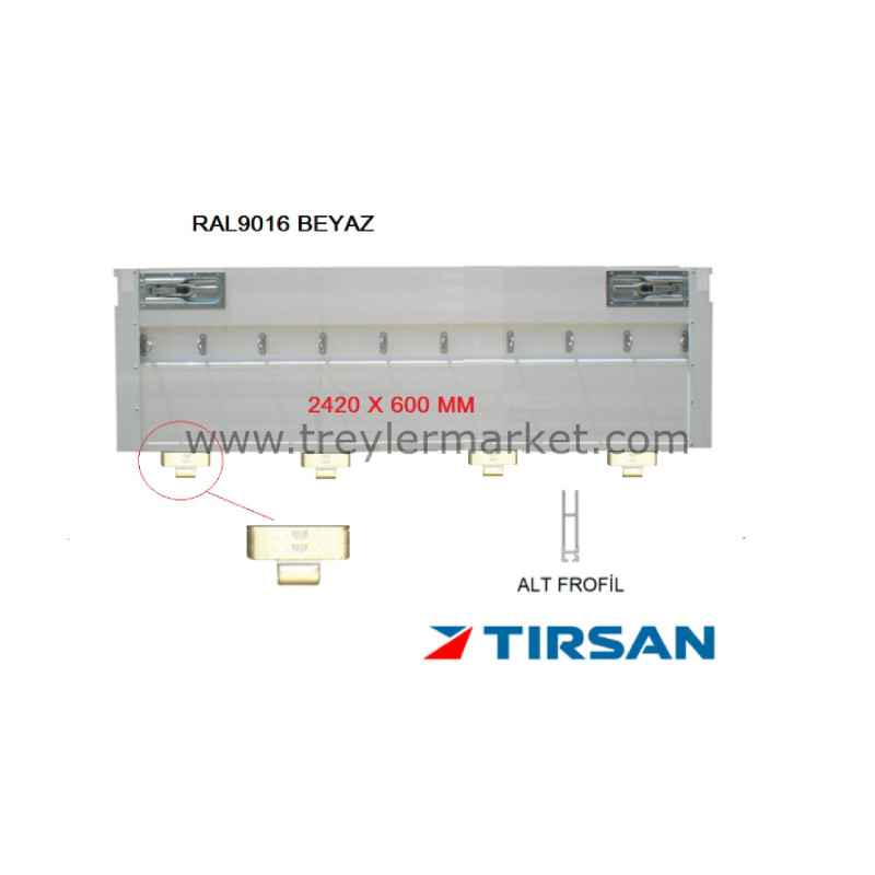 TIRSAN Alüminyum Arka Kapak 2420 x 600 mm Boyalı