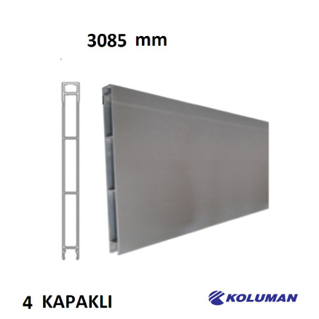 KOLUMAN Alüminyum 4 Kapaklı Profil Boy 3085 mm Üst