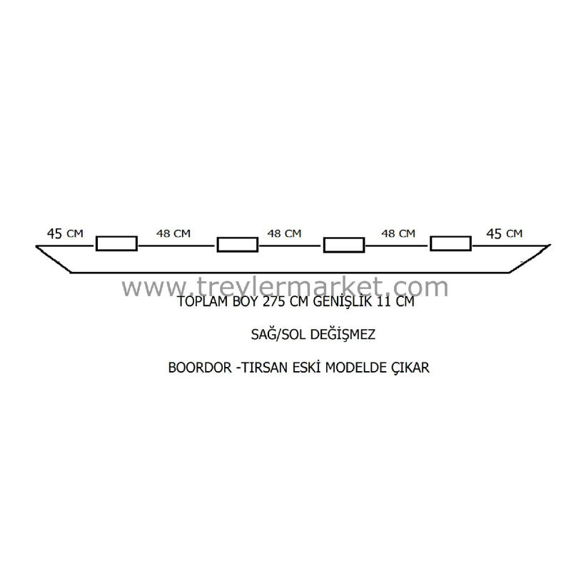 Bordoor Tırsan Dorse Arka Kapı Sağ-Sol Profil 4 Menteşeli 11 cm -BR-AK09599
