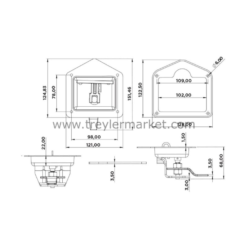 Takım Dolap Kilit 5 Köşe Krom Asma Kilitli-1020004