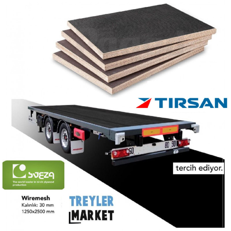 Plywood Tır Taban Tahtası 13 adet 30 x 1250 x 2500 mm- SVEZA-PLW-30-P