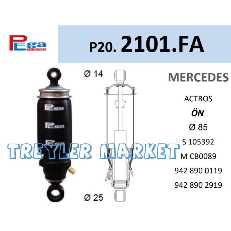Mercedes Actros Kabin Körük Amortisörlü Ön-P20.2101.FA