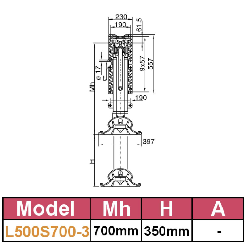 Dorse Park Ayak  JOST  L500S700-3  700 lük