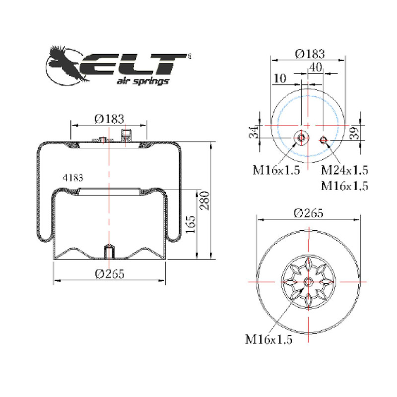 4183 Mercedes  Süspansiyon Körük Komple Metal Piston-E10.4183.C01 