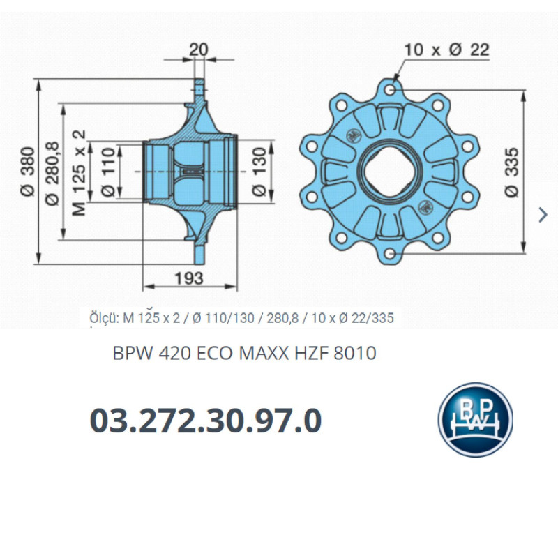 BPW Porya Tek Teker Ecomax-BPW.03.272.30.97.0