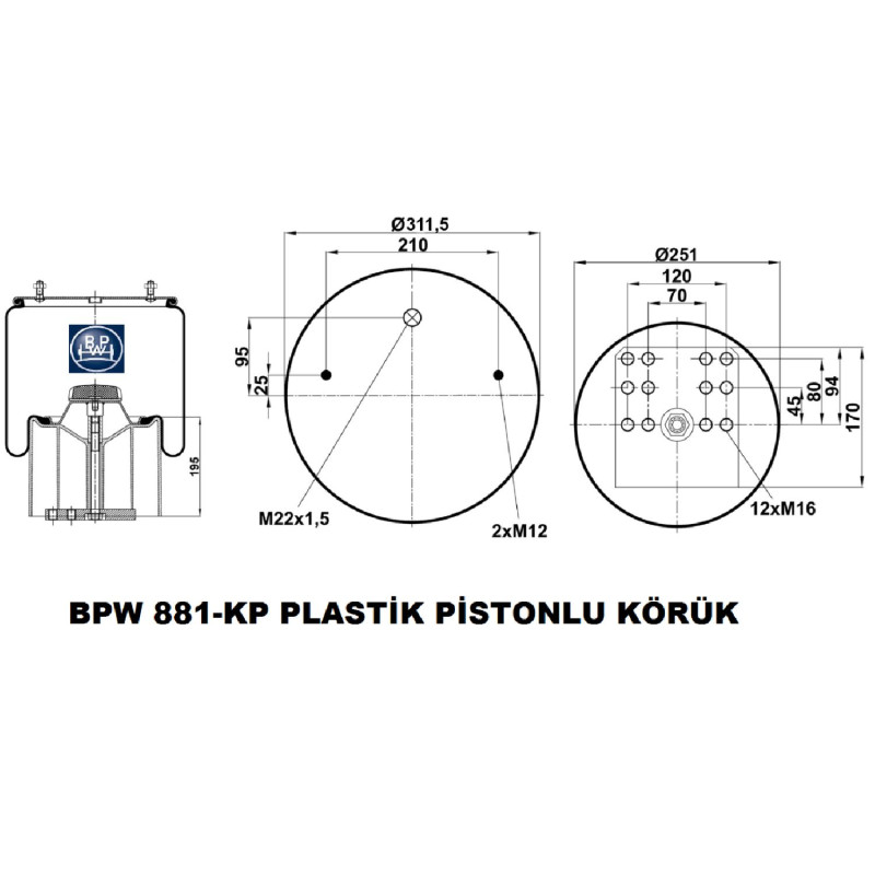 BPW 05.429.43.51.0 Süspansiyon Körük 881