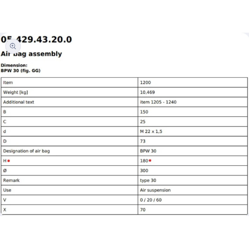 BPW 05.429.43.20.0 Süspansiyon Körük 941
