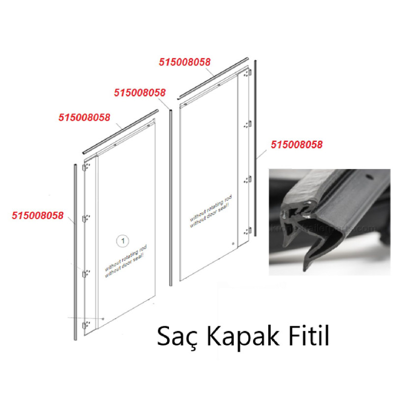 KRONE Saç Arka Kapı Yan ve Üst Conta Fitil 1 Metre -515008058