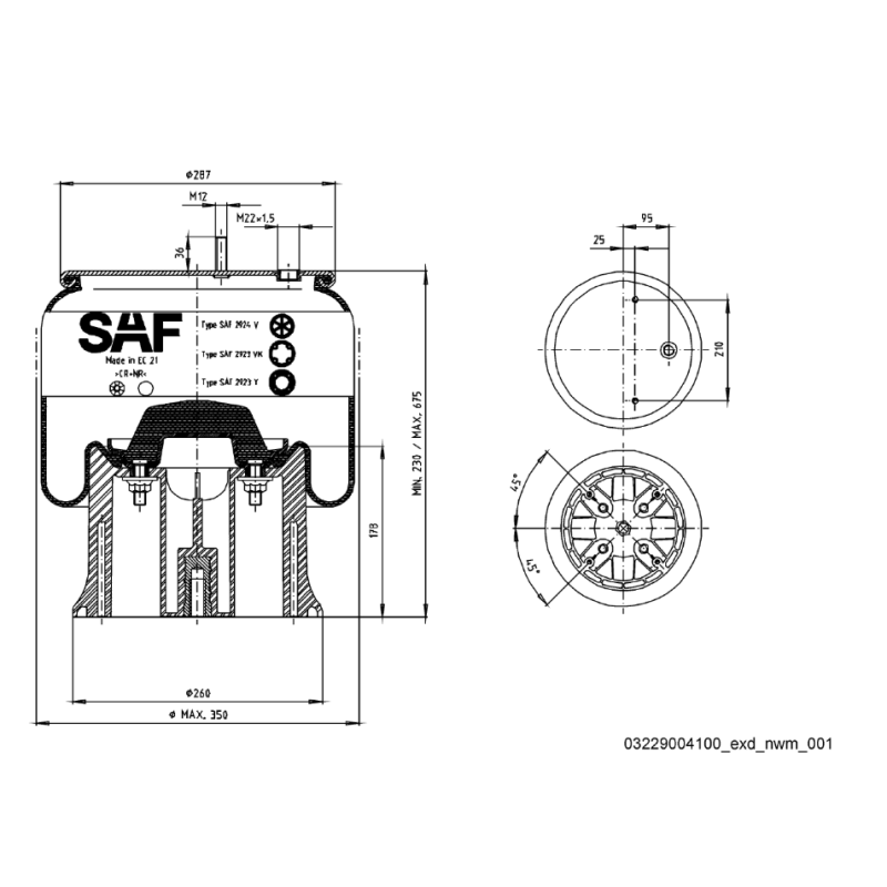 03229004100 SAF DİNGİL SÜSPANSİYON KÖRÜK 2924V