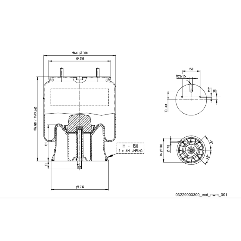 03229003300 SAF DİNGİL SÜSPANSİYON KÖRÜK 2919V