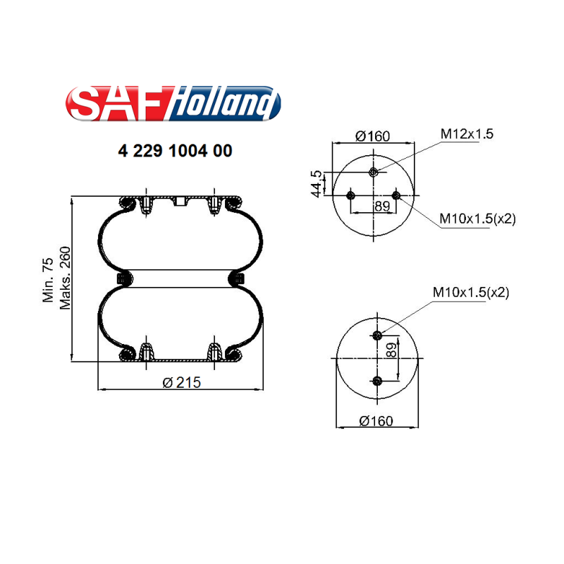 04229100400 SAF Dingil Süspansiyon Katlı Körük