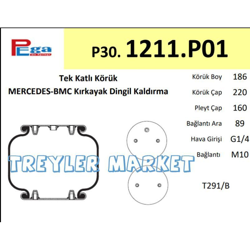 P30.1211.P01 Katlı Mercedes - Bmc Kırkayak Dingil Körük