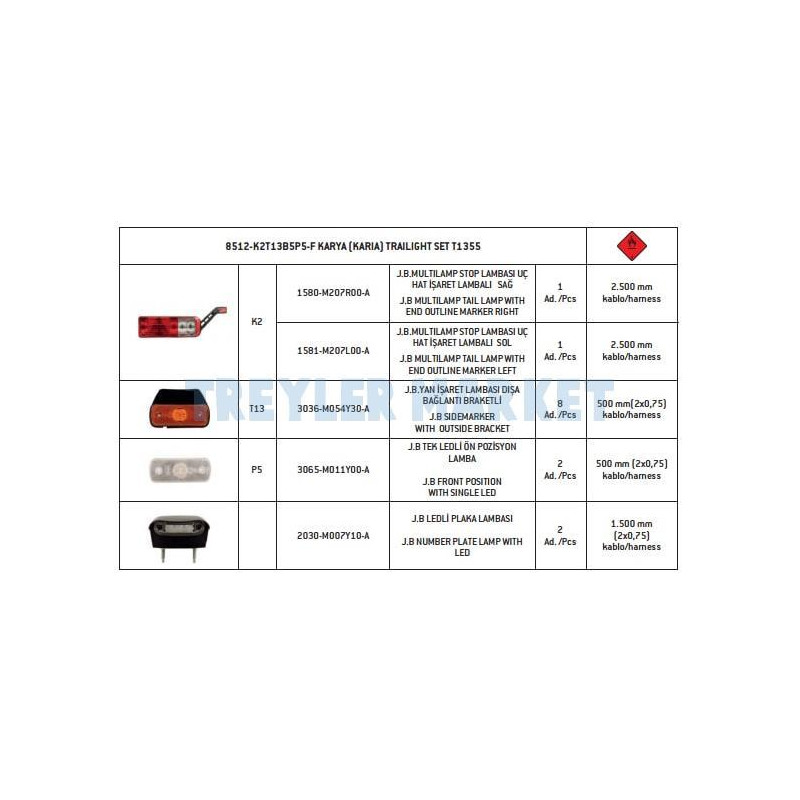 SABA TREYLER ELEKTİRİK SET 1355 KARIA 8518T