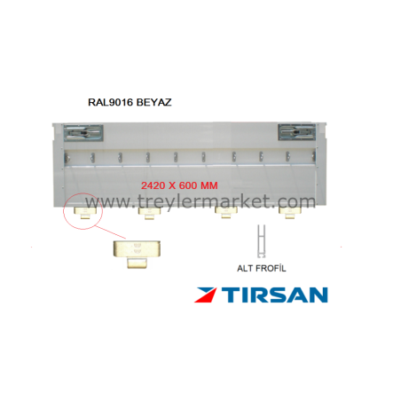 TIRSAN Alüminyum Arka Kapak 2420 x 600 mm Boyalı