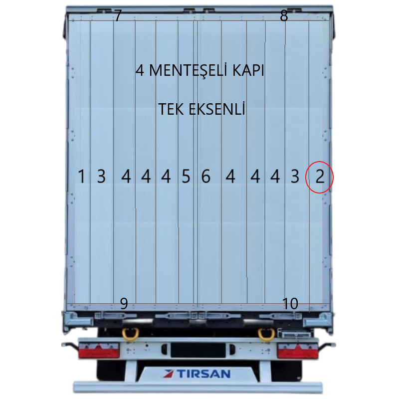 Tırsan Tek Eksenli Kapı Dış Profili 4 Menteşe Sağ 2730 Elx  -AK13630