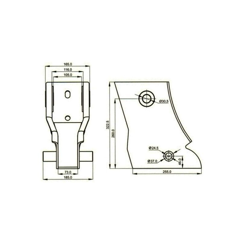 Ağır Tip Z Makas Kulak 27 Merkez Tabansız 6 mm