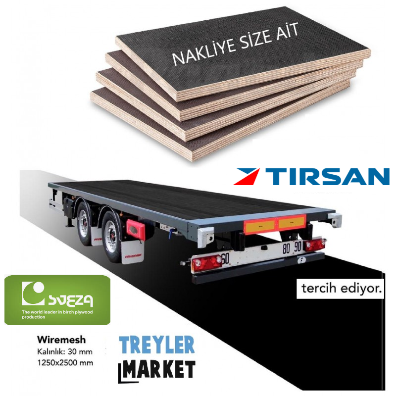 TIRSAN Plywood Tır Taban Tahtası 30 x 1250 x 2500 mm