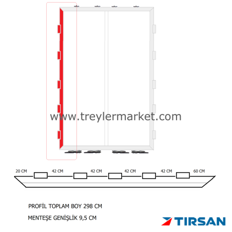 Tırsan Panel Dorse Arka Kapı Sol Profil 5 Menteşeli -GG05429-42