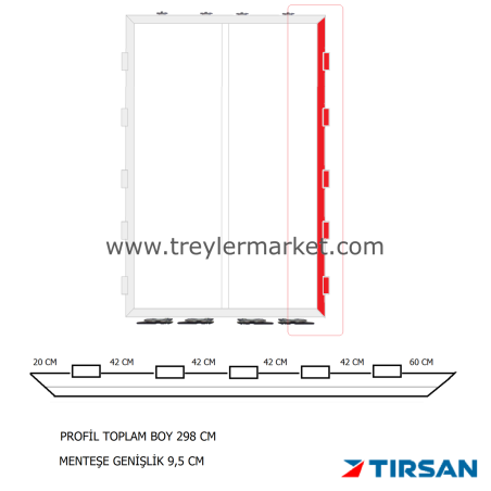Tırsan Panel Dorse Arka Kapı Sağ Profil 5 Menteşeli -GG05425-42
