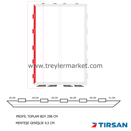 Tırsan Panel Dorse Arka Kapı Sol Profil 5 Menteşeli -GG05429-44