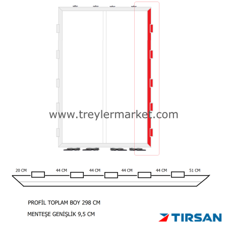 Tırsan Panel Dorse Arka Kapı Sağ Profil 5 Menteşeli -GG05425-44
