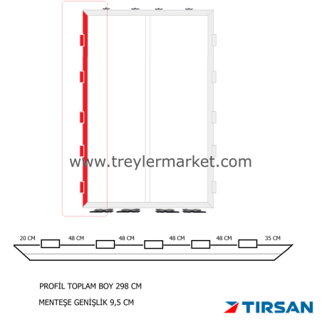 Tırsan Panel Dorse Arka Kapı Sol Profil 5 Menteşeli -GG05429-48