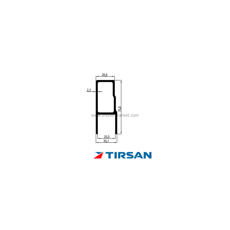 TIRSAN Alüminyum Kapak Kilit Profil Sol 800 mm
