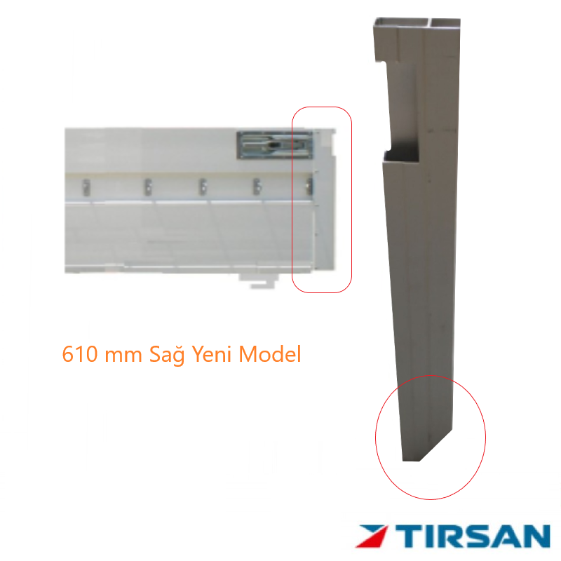 Tırsan Alüminyum Kapak Kilit Profil Sağ 610 mm Yeni Model  -KG00382