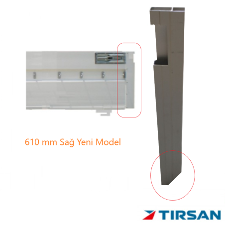Tırsan Alüminyum Kapak Kilit Profil Sağ 610 mm Yeni Model -KG00382