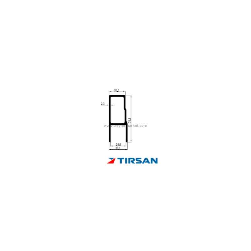 Tırsan Alüminyum Kapak Kilit Profil Sağ 610 mm Yeni Model  -KG00382