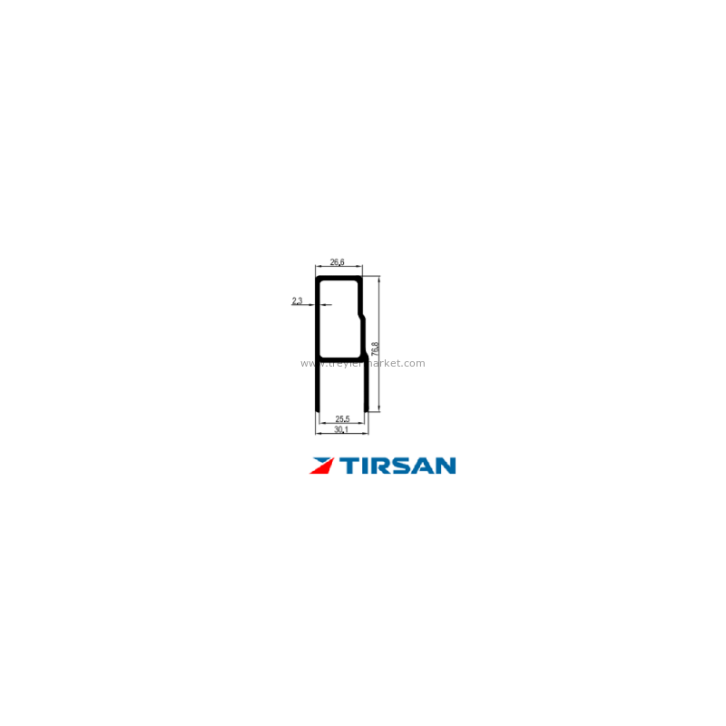 TIRSAN Alüminyum Kapak Kilit Profil Sağ 610 mm