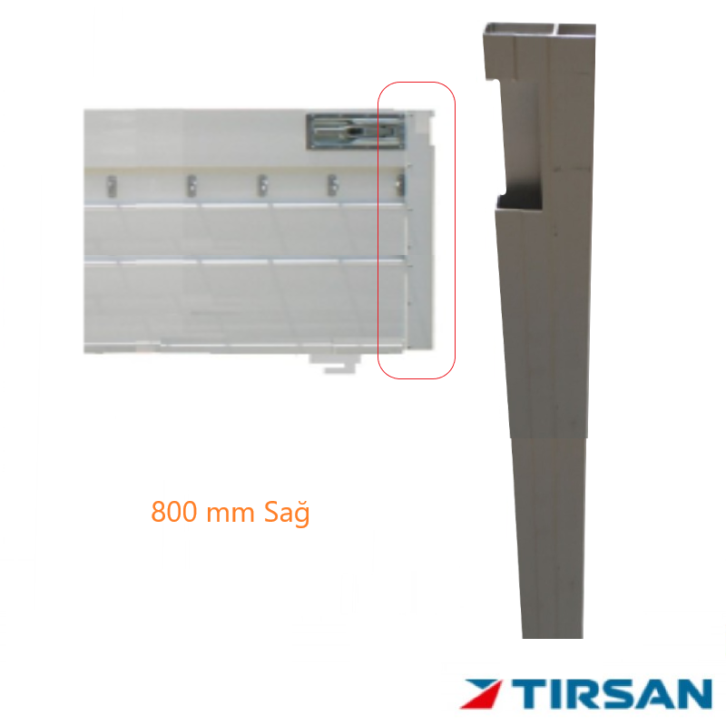 Tırsan Alüminyum Kapak Kilit Profil Sağ 800 mm  -KG00458