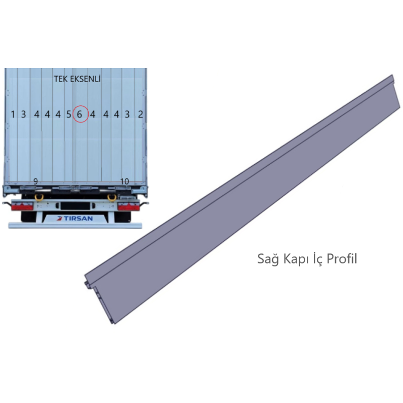 Tırsan Kapı İç Profili Sağ 2980 (12458) ELX  -PR01938