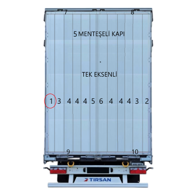 Tırsan Tek Eksenli Kapı Dış 5 Menteşe Profili Sol 2930 Elx  -AK13291