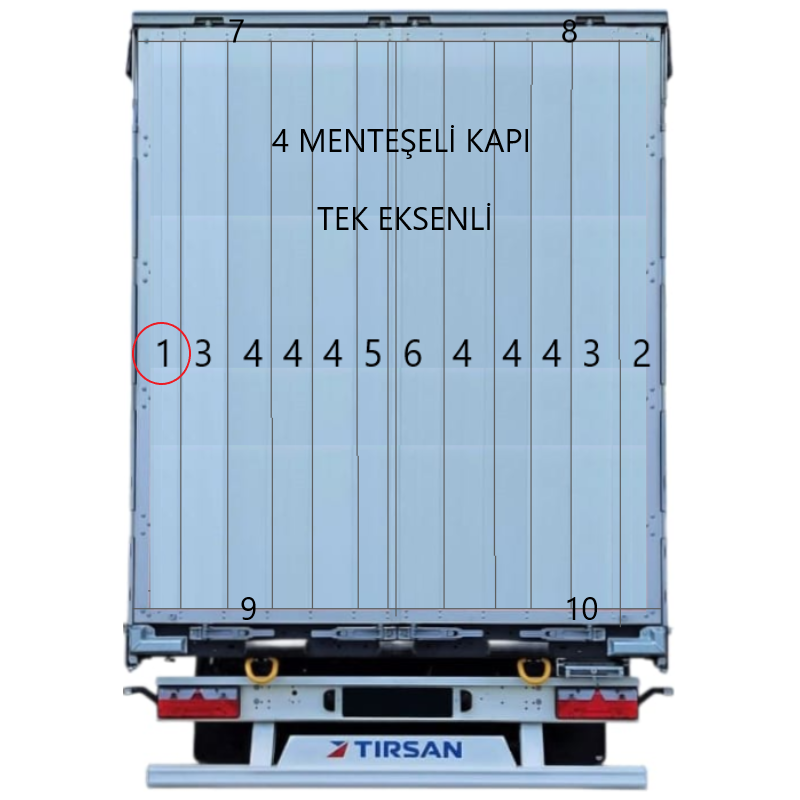 Tırsan Tek Eksenli Kapı Dış Profili Sol 4 Menteşe 2730 Elx  -AK13614