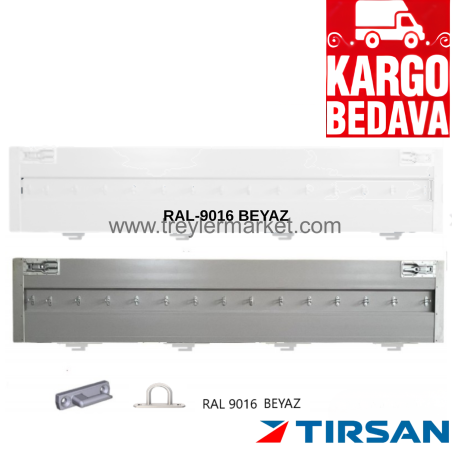 Tırsan Aluminyum Kapak Düz Kanca RAL9016 Beyaz 600 x 3179 -KG01316