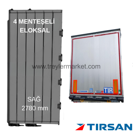 Tırsan Dorse Arka Kapı Alüminyum Sağ 4 Menteşeli 2730 mm Eloksal - AK32866