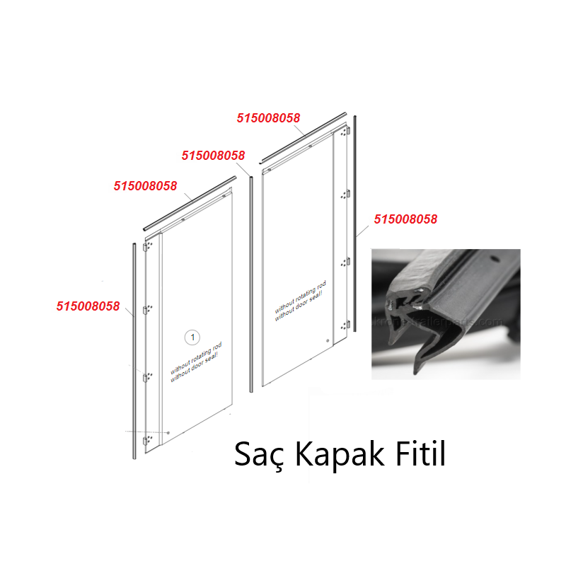 KRONE Saç Arka Kapı Yan ve Üst Conta Fitil 1 Metre 