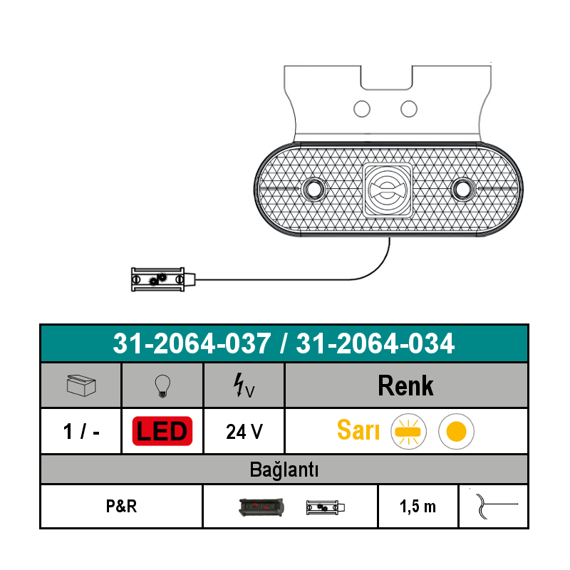 ASPÖCK UNIPOINT I LED Yan Park Lambası 1.5 Metre