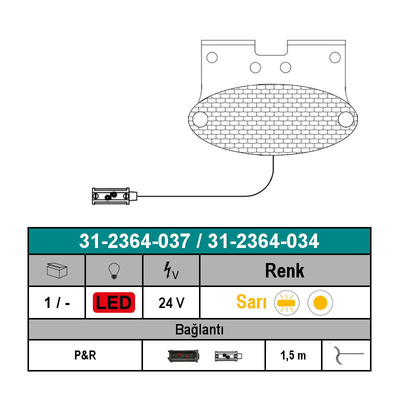 ASPÖCK FLATPOINT II LED Yan Park Lambası 1.5 Metre