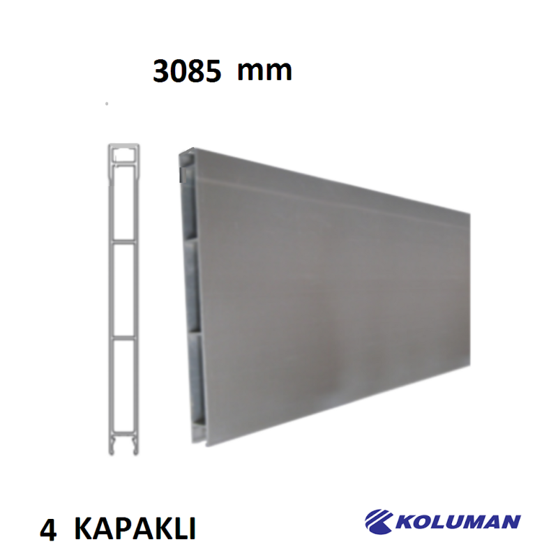 KOLUMAN Alüminyum 4 Kapaklı Profil Boy 3085 mm Üst