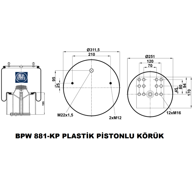 BPW 05.429.43.51.0 Süspansiyon Körük 881