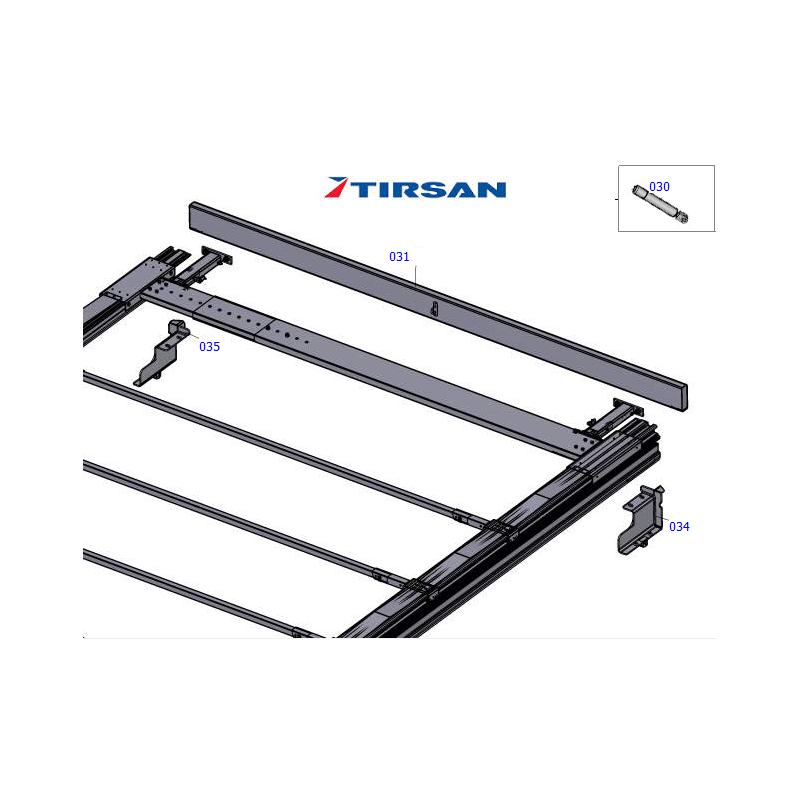 TIRSAN Kapı Üst Profil Komple  50 50MM.Kalk. 031 Nolu