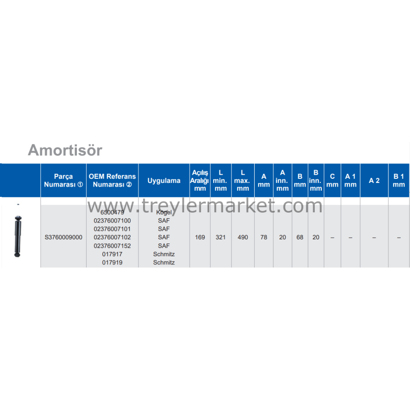 S376000900 SAF Dorse Amortisör Sauer 02376007100